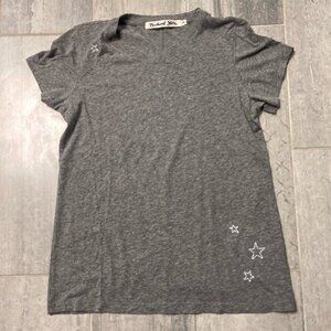 Michael Stars Embroidered Stars Crewneck Short Sleeve T-Shirt Gray One Size